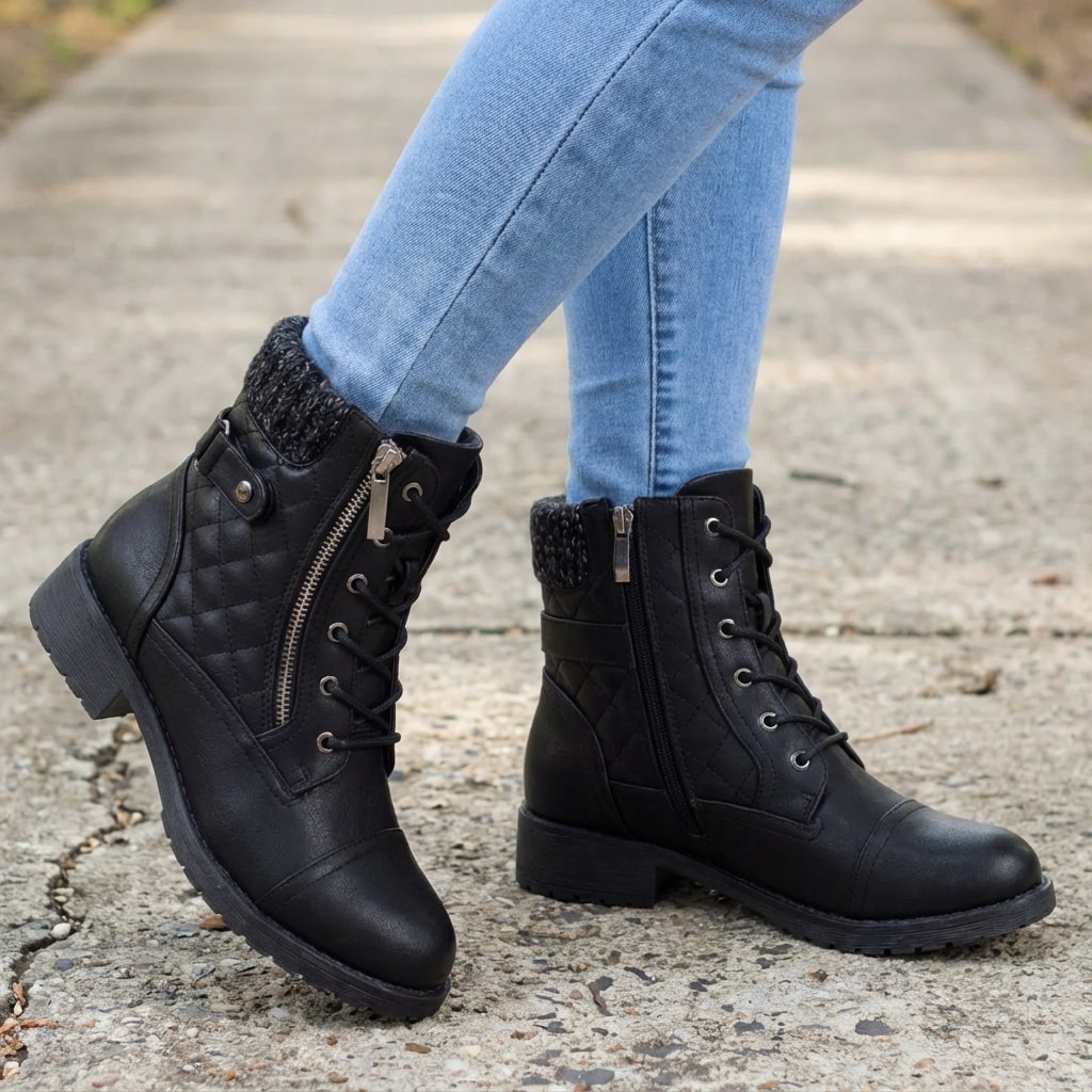 Valencia | Women's Leather Ankle Boots – Side-Zip Low Block Heel Boots