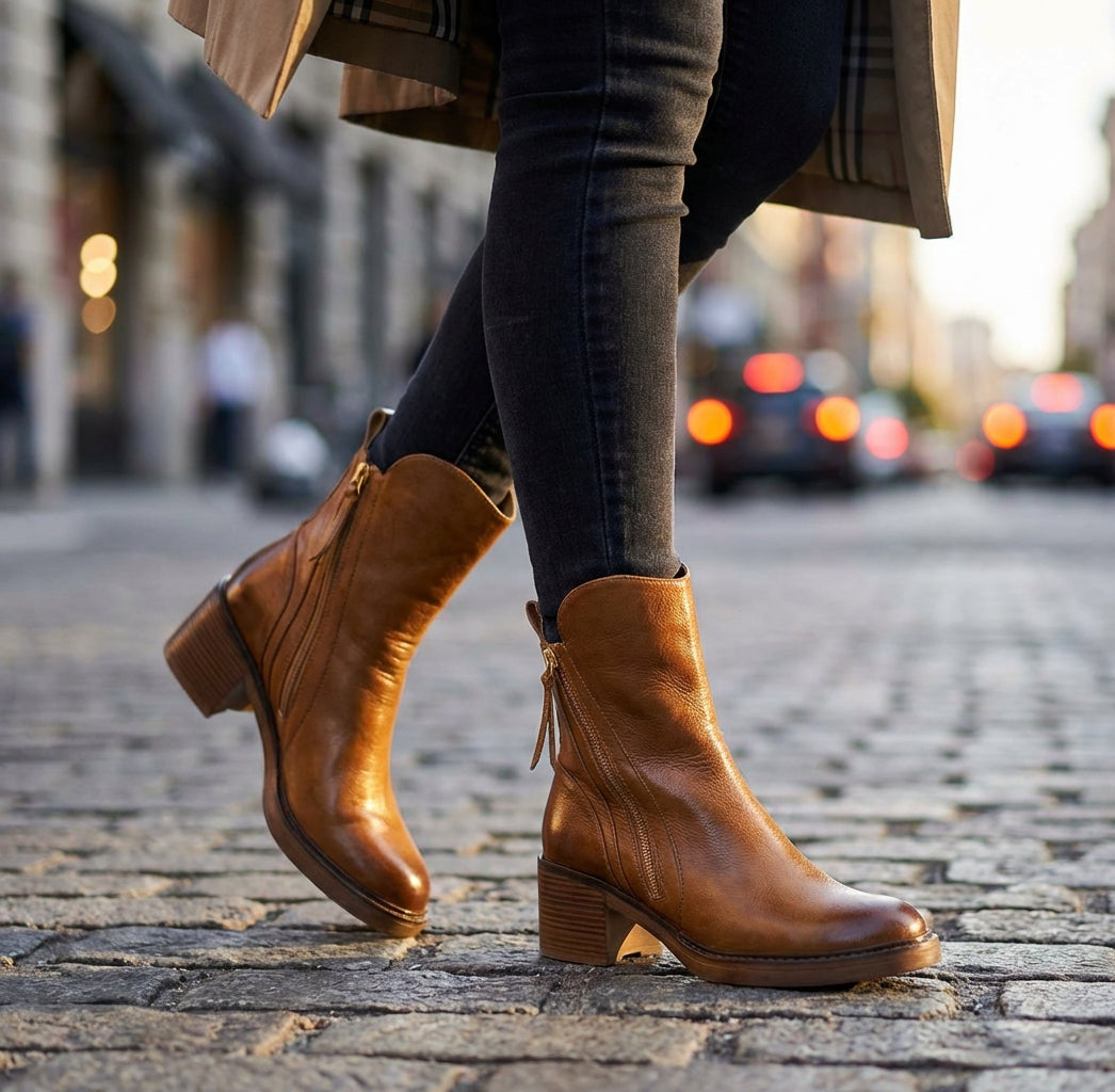 Miranda | Women's faux leather Ankle Boots - Side-Zip Smart Casual Boots