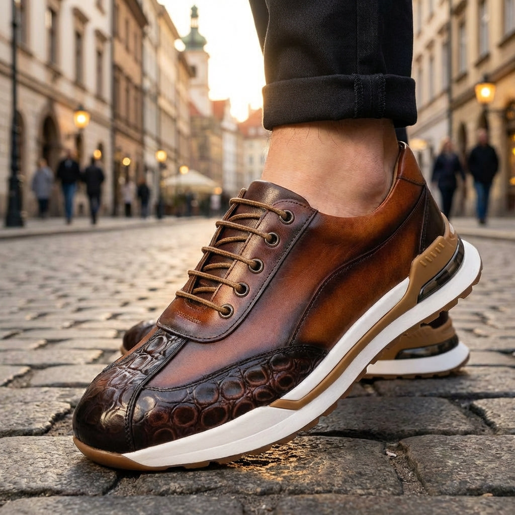 Vittorio | Men's Cowhide Leather Trainers – Cushioned Smart Casual Sneakers