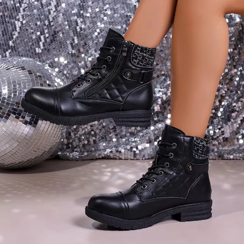 Valencia | Women's Leather Ankle Boots – Side-Zip Low Block Heel Boots