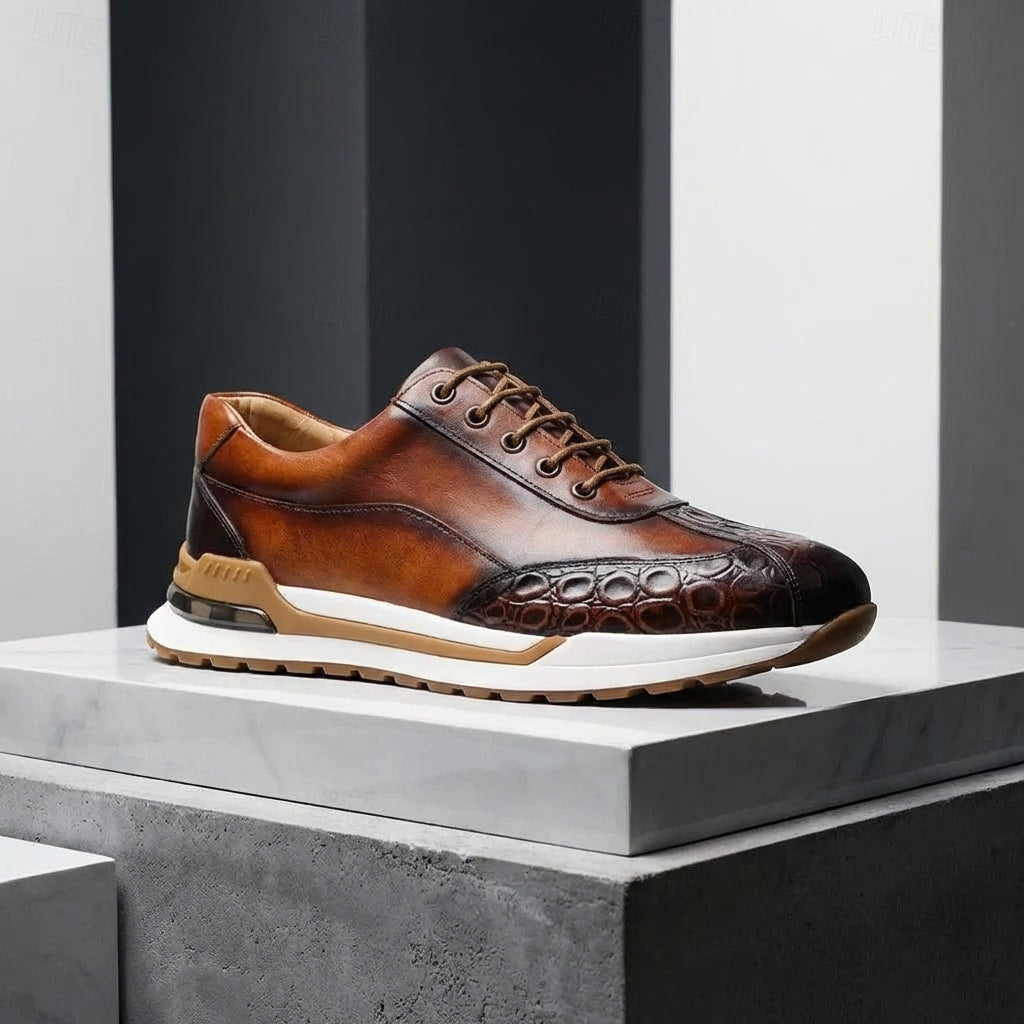 Vittorio | Men's Cowhide Leather Trainers – Cushioned Smart Casual Sneakers