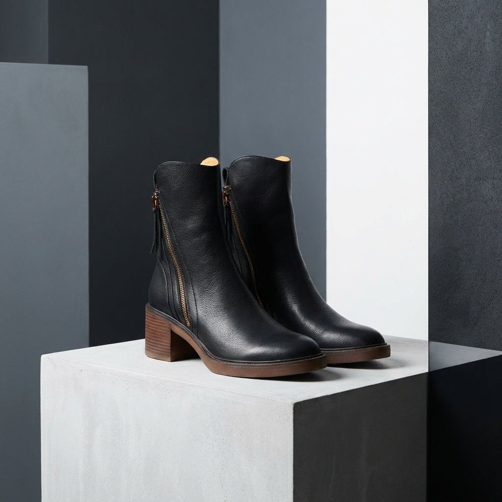 Miranda | Women's faux leather Ankle Boots - Side-Zip Smart Casual Boots