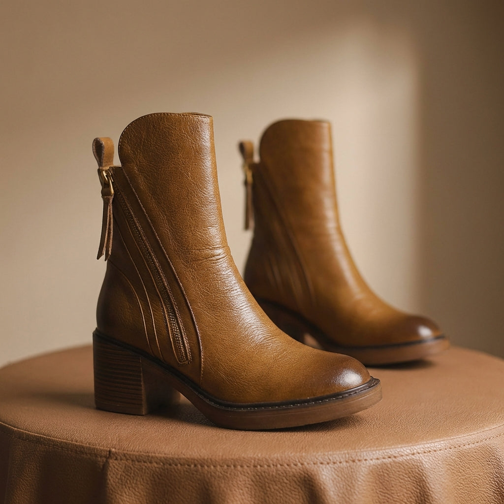 Miranda | Women's faux leather Ankle Boots - Side-Zip Smart Casual Boots