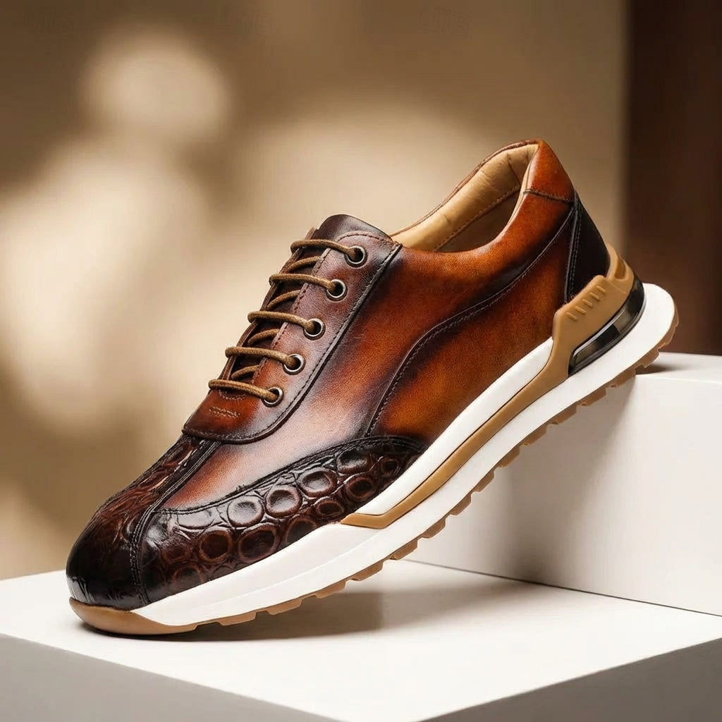 Vittorio | Men's Cowhide Leather Trainers – Cushioned Smart Casual Sneakers