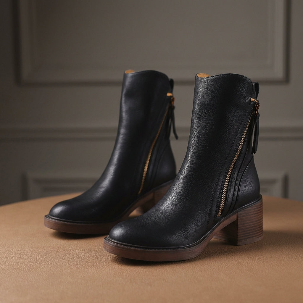 Miranda | Women's faux leather Ankle Boots - Side-Zip Smart Casual Boots