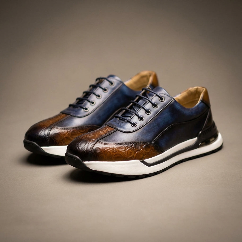 Vittorio | Men's Cowhide Leather Trainers – Cushioned Smart Casual Sneakers