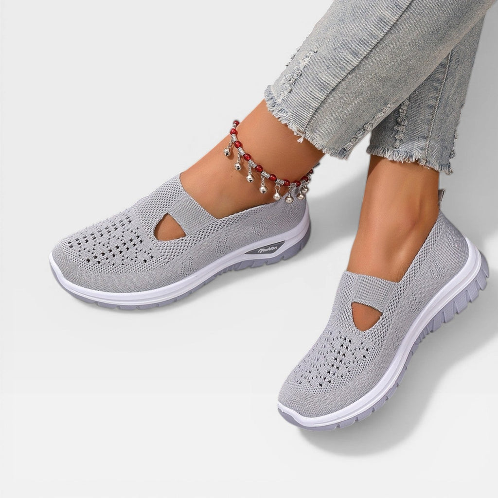 Women's Knit Slip-On Walking Trainers – Breathable Walking Shoes