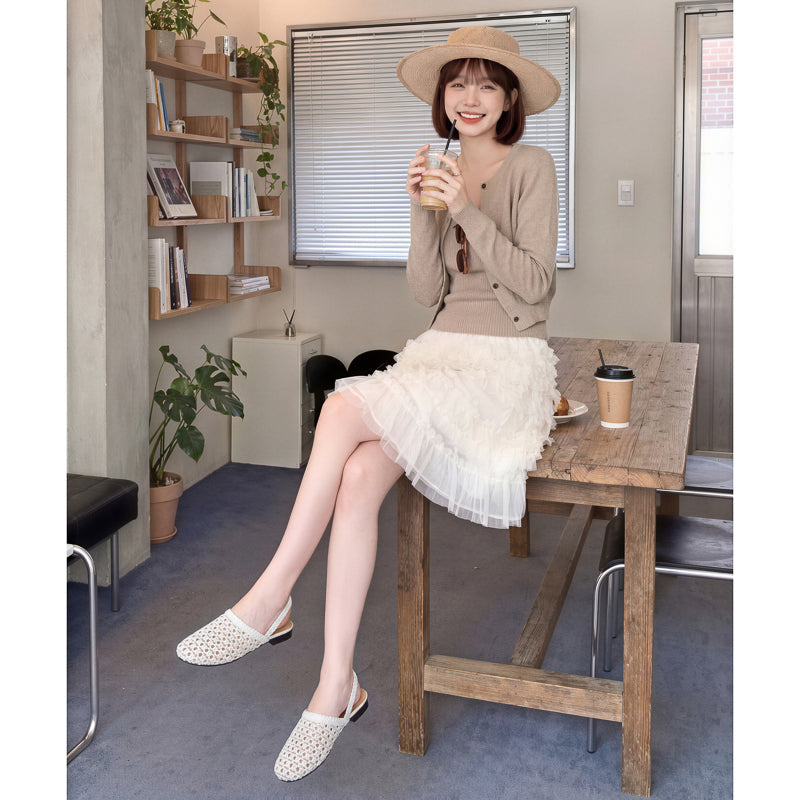 Millie | Women's Woven Mesh Slingback Flats - Low Block Heel Summer Shoes
