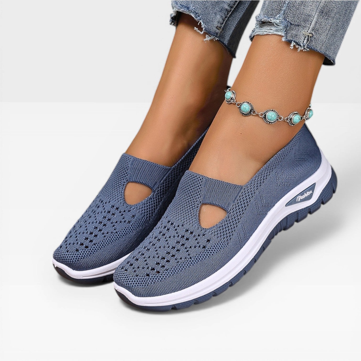 Women's Knit Slip-On Walking Trainers – Breathable Lightweight