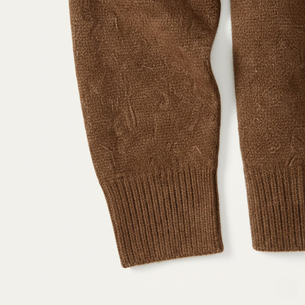 Solomon | Men's Cashmere-Feel Polo Jumper - Ribbed Knit Smart-Casual Sweater