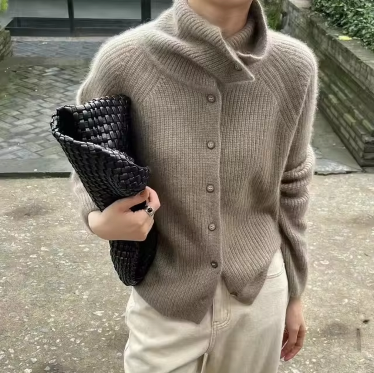 Wilma | Women's Ribbed Turtleneck Cardigan - Cashmere-Feel Soft Knit