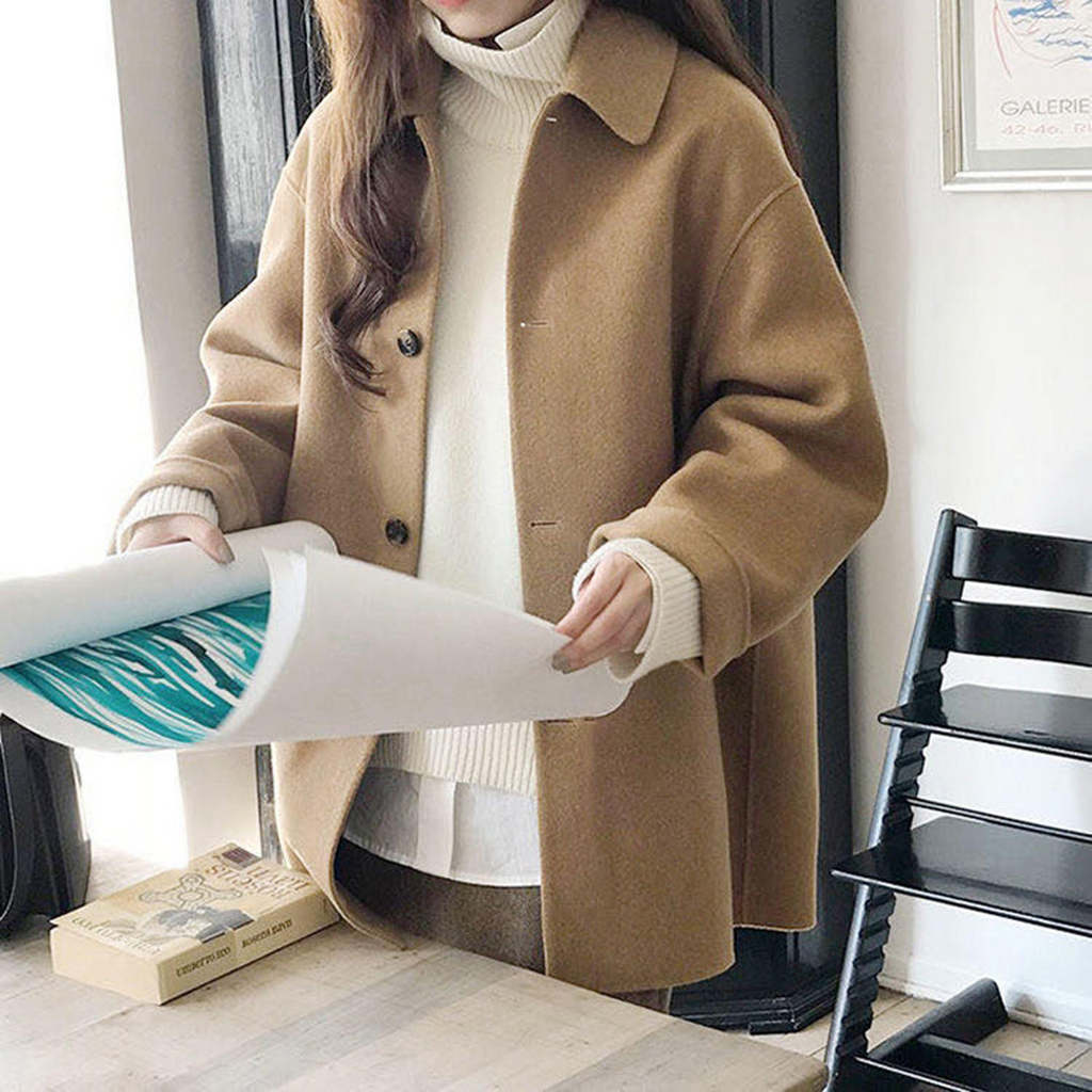 Frederica | Women's Wool-Blend Trenchcoat - Longline Button-Front Overcoat