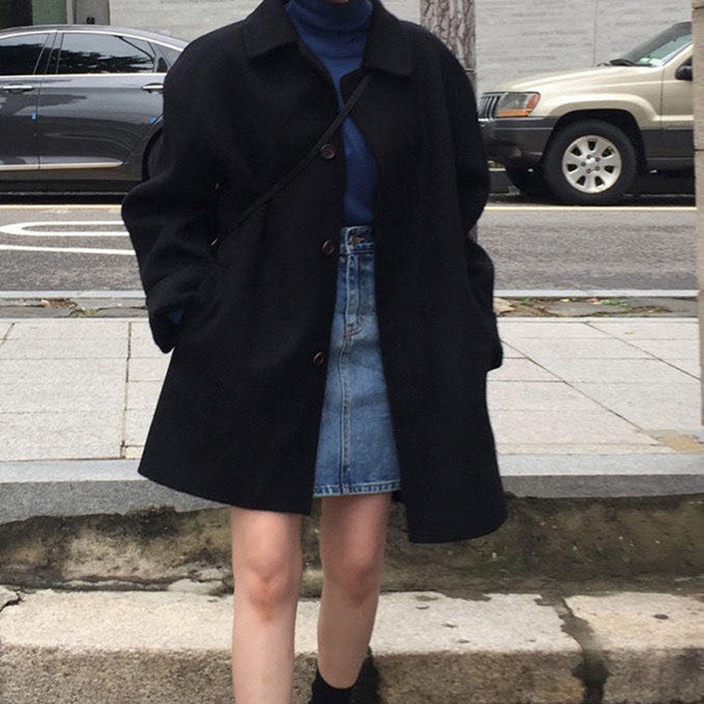 Frederica | Women's Wool-Blend Trenchcoat - Longline Button-Front Overcoat