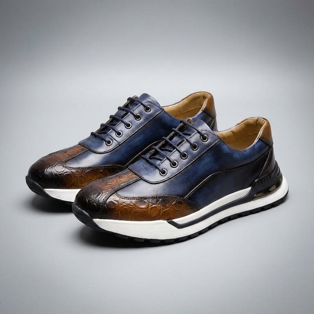 Vittorio | Men's Cowhide Leather Trainers – Cushioned Smart Casual Sneakers