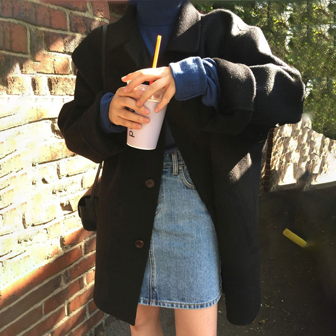 Frederica | Women's Wool-Blend Trenchcoat - Longline Button-Front Overcoat