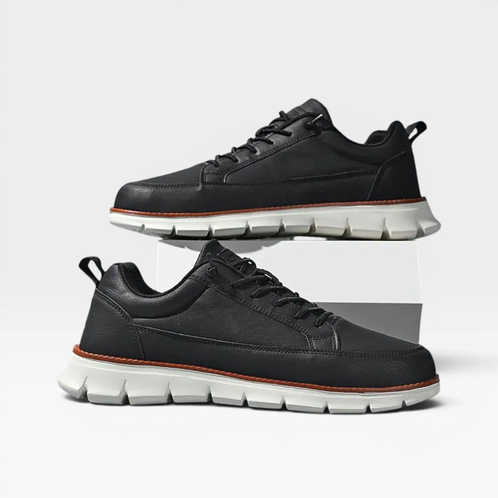 James | Men's Casual Leather Trainers - Lace-Up Cushioned Everyday Sneakers