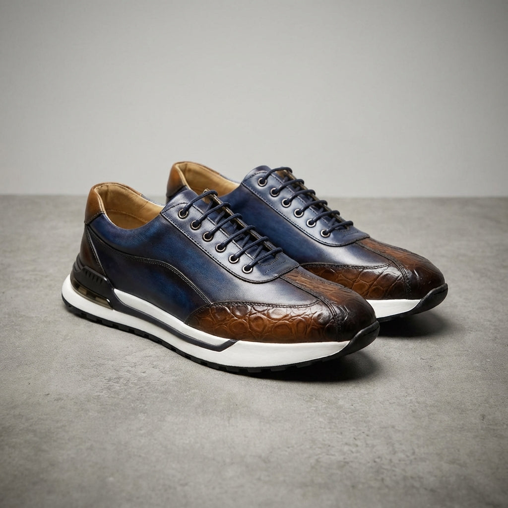 Vittorio | Men's Cowhide Leather Trainers – Cushioned Smart Casual Sneakers