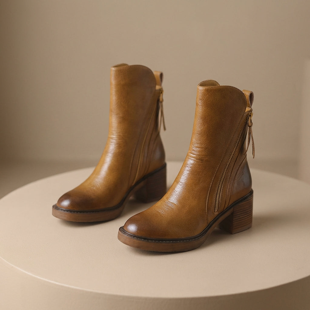 Miranda | Women's faux leather Ankle Boots - Side-Zip Smart Casual Boots