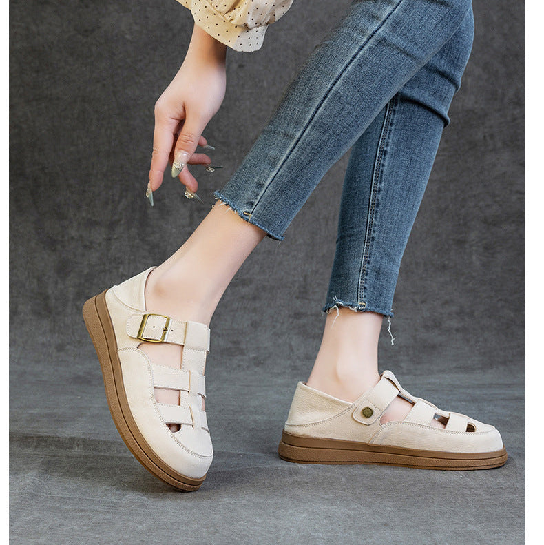 Hetty | Women's faux leather Platform Sandals - Round Toe Convertible Slide Sandals