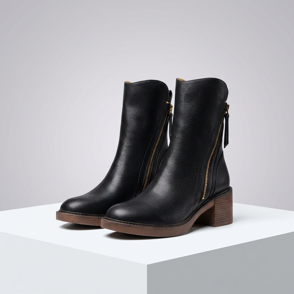 Miranda | Women's faux leather Ankle Boots - Side-Zip Smart Casual Boots