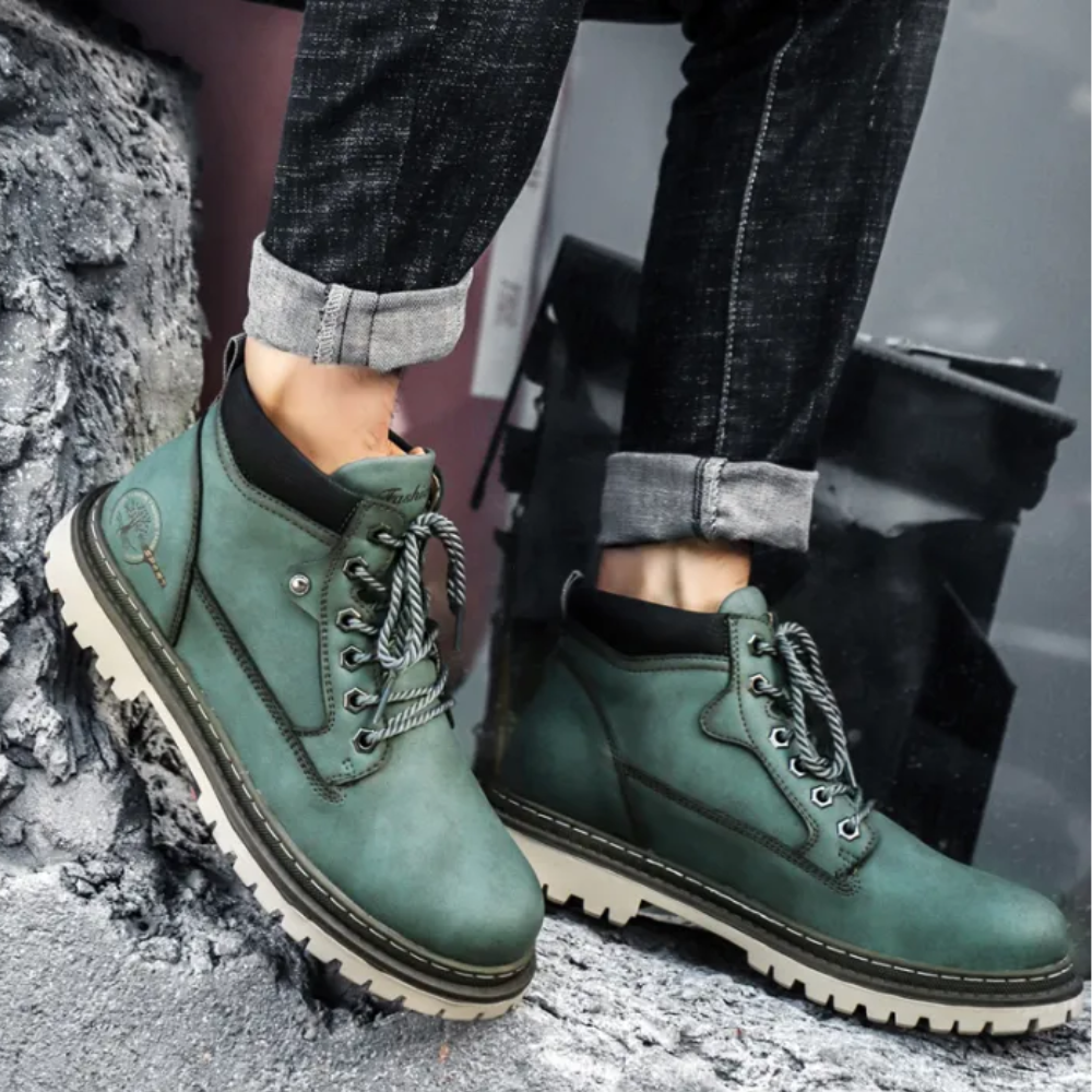 Charlie | Men's Synthetic Leather Lace-Up Ankle Boots - Anti-Slip Outdoor Boots