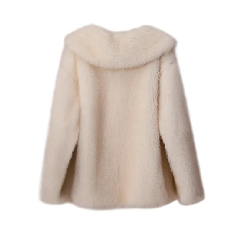 Bernadette | Women's Oversized Faux Fur Winter Coat - Long Sleeve Ribbed Cuff Jacket