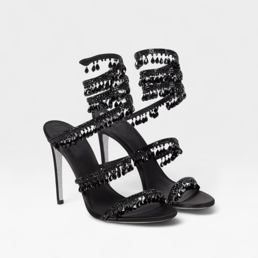 Anouk | Women's Crystal Strappy Heels – Elegant Evening Sandals