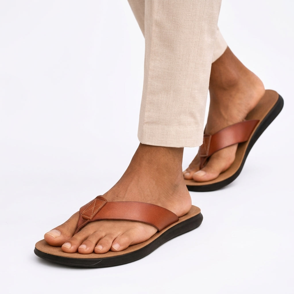 Graham | Men's Leather-Look Toe Post Sandals - Casual Summer Style