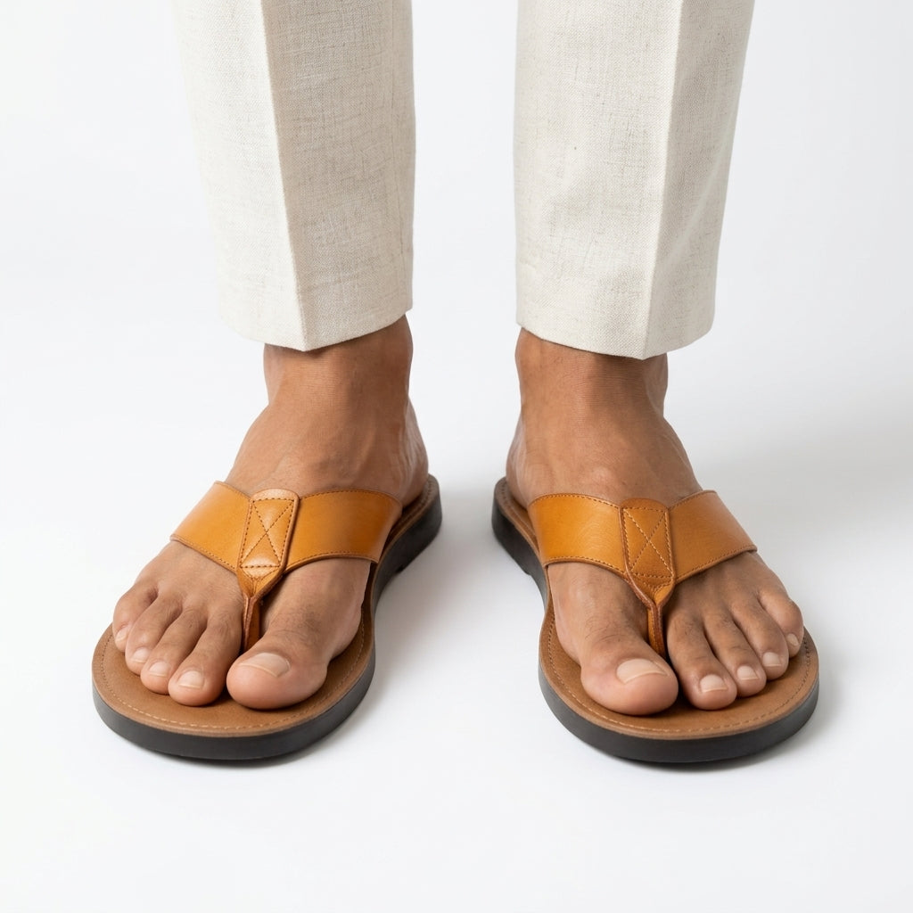 Graham | Men's Leather-Look Toe Post Sandals - Casual Summer Style