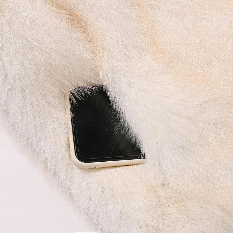 Bernadette | Women's Oversized Faux Fur Winter Coat - Long Sleeve Ribbed Cuff Jacket