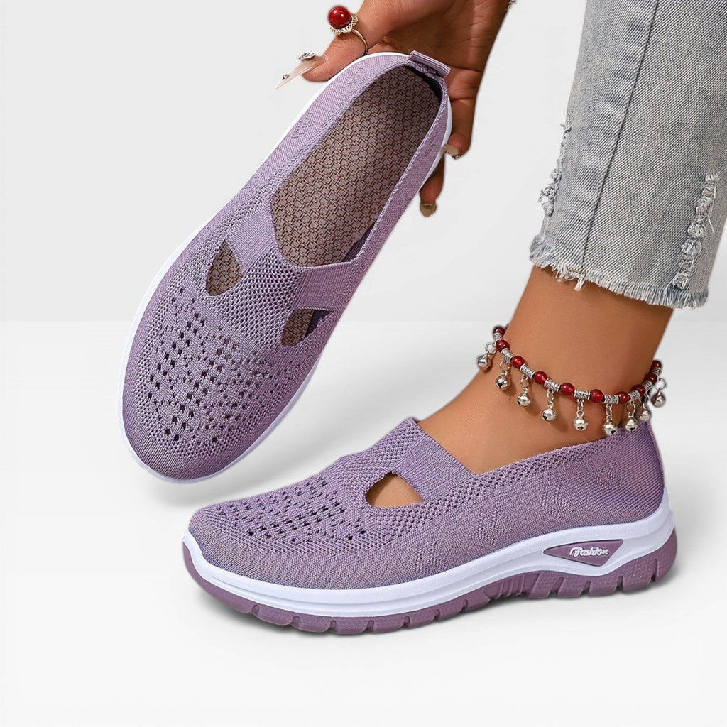 Women's Knit Slip-On Walking Trainers – Breathable Walking Shoes