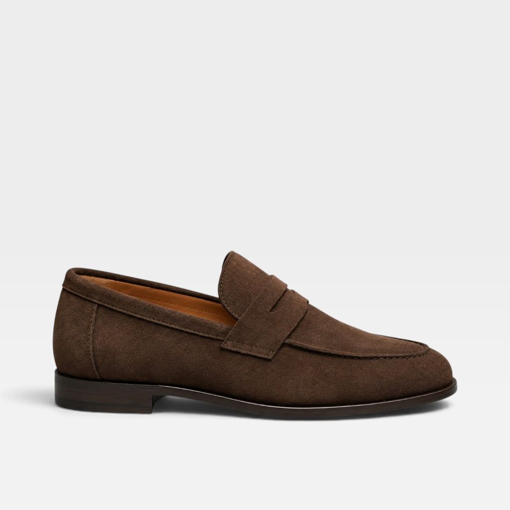 Angus | Men's Suede Penny Loafers - Smart Casual Slip-On Shoes