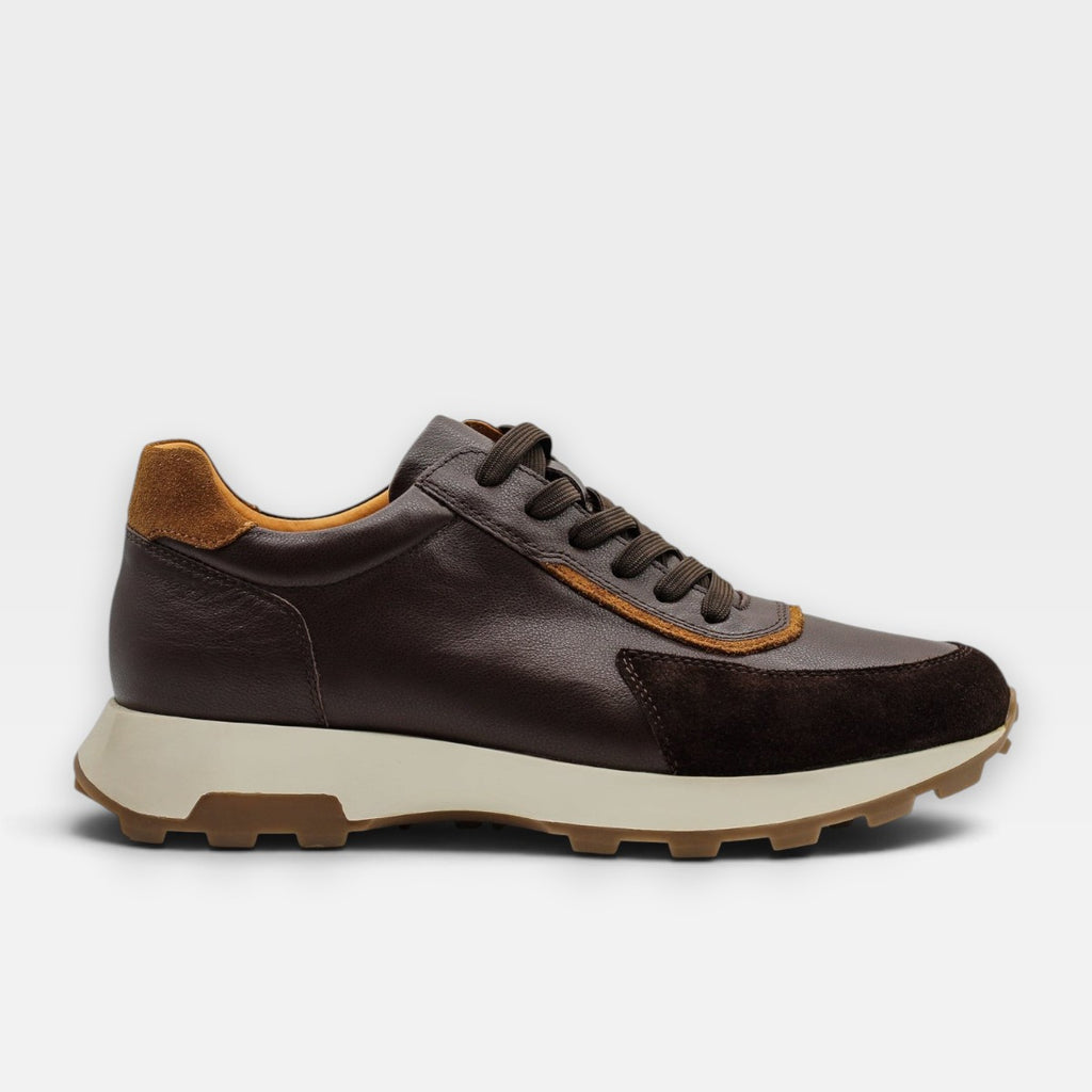 Dominic | Men's faux leather & suede-look Trainers - Lace-Up Cleated Sole Trainers