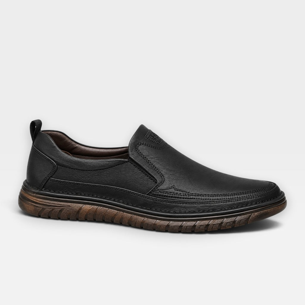 Elliot | Men's leather-look Slip-On Loafers - Cushioned Rubber-Sole Shoes