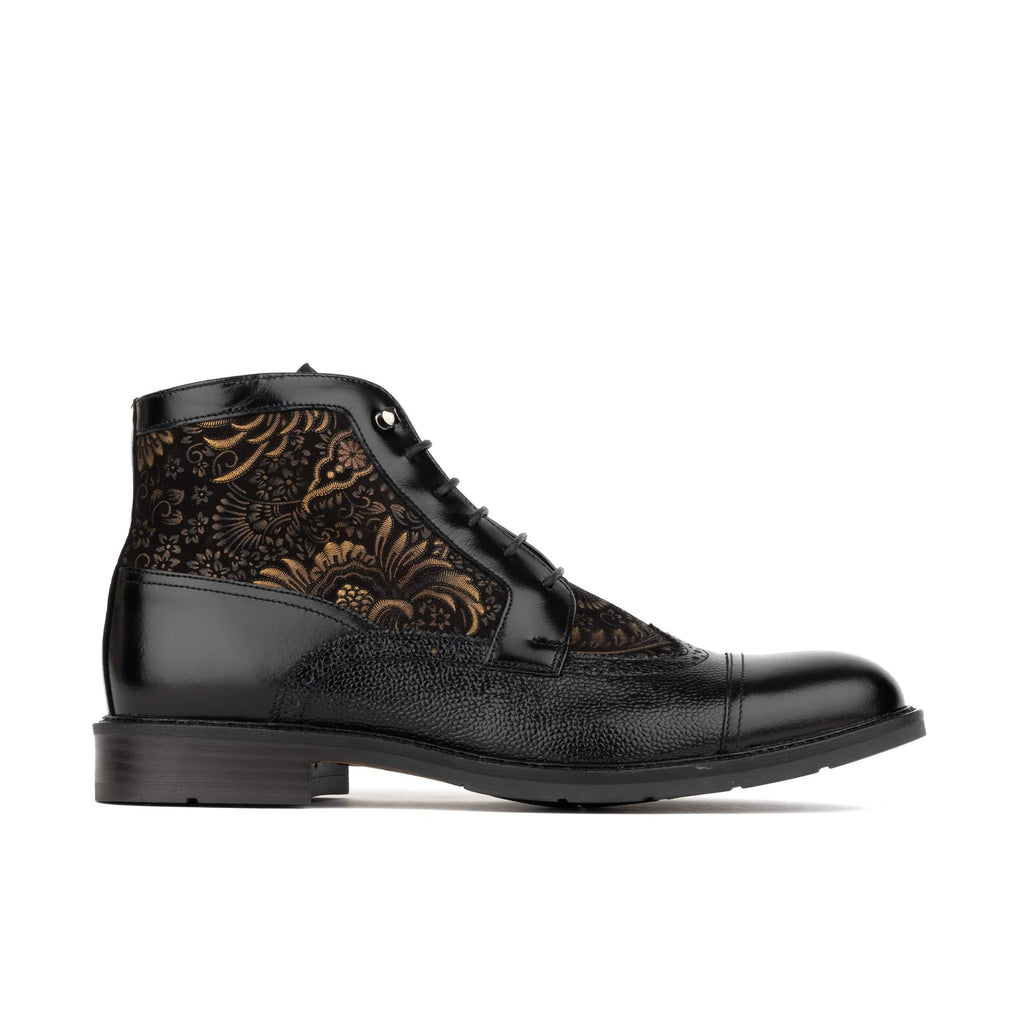 Weston | Men's faux leather Toe-Cap Ankle Boots - Zip-Up Brogue Dress Boots