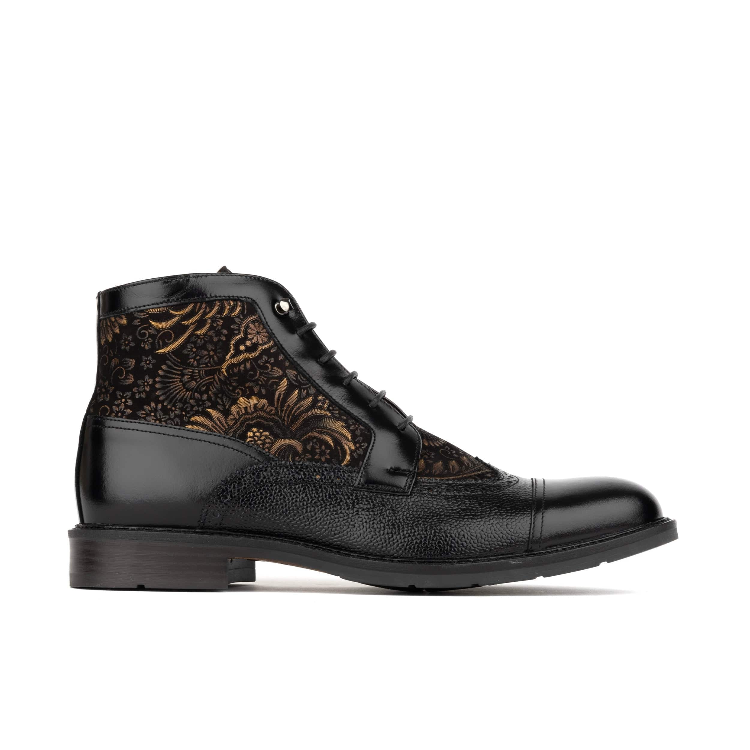 Weston | Men's faux leather Toe-Cap Ankle Boots - Zip-Up Brogue Dress Boots