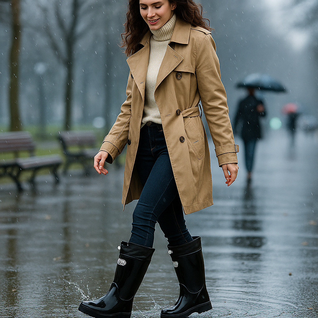 Bronwen | Women's Tall Waterproof Rain Boots - Adjustable Rubber Wellies