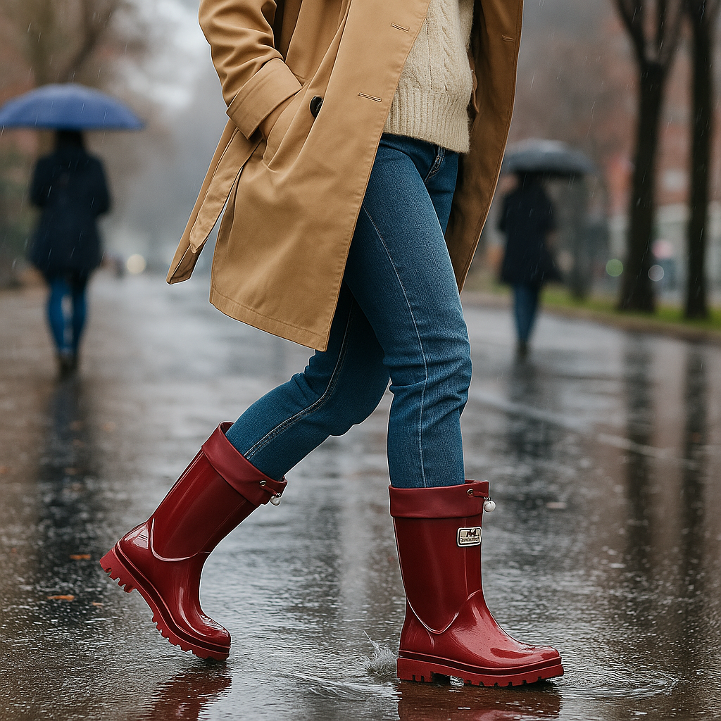 Bronwen | Women's Tall Waterproof Rain Boots - Adjustable Rubber Wellies