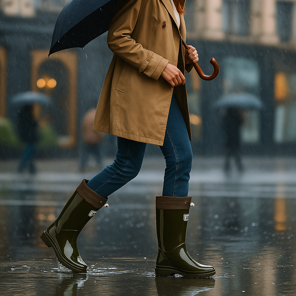 Bronwen | Women's Tall Waterproof Rain Boots - Adjustable Rubber Wellies