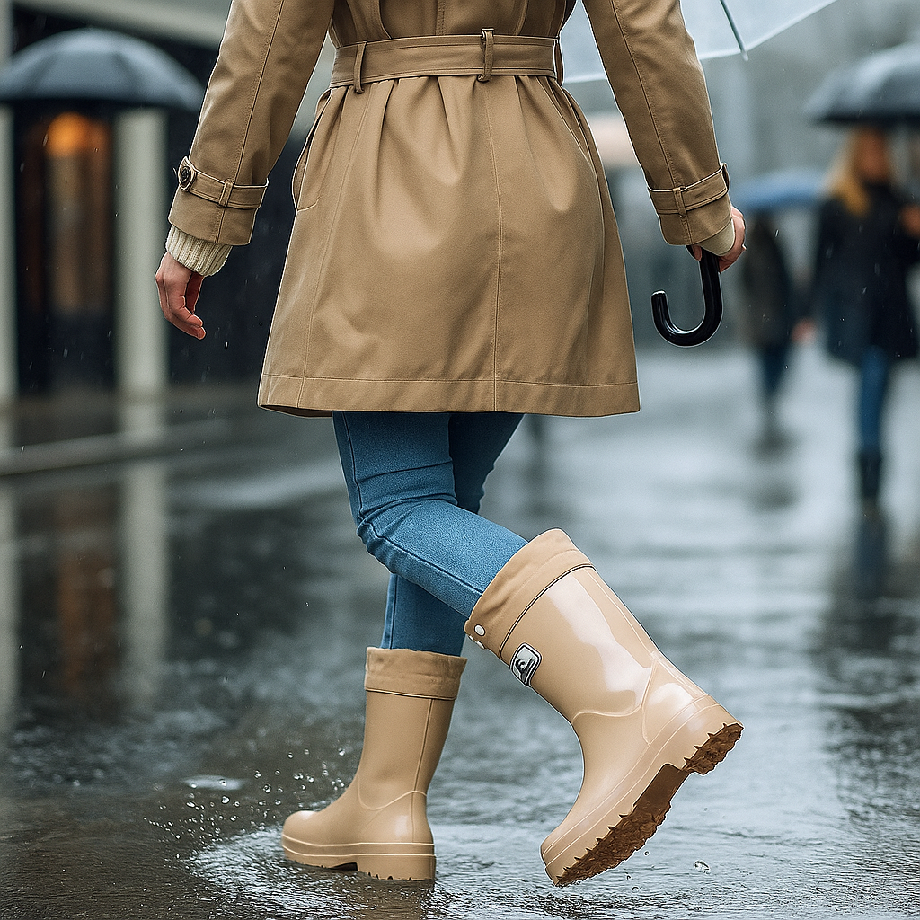 Bronwen | Women's Tall Waterproof Rain Boots - Adjustable Rubber Wellies