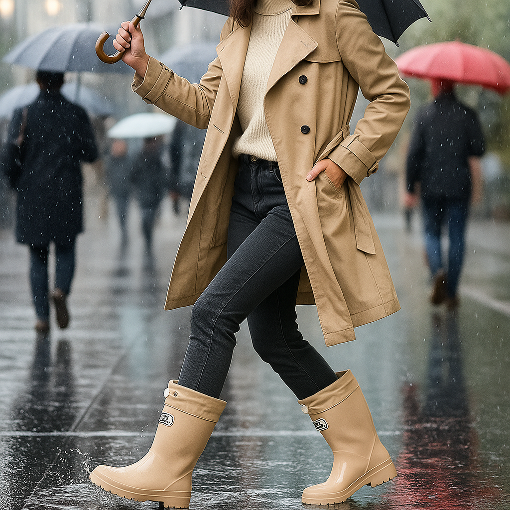 Bronwen | Women's Tall Waterproof Rain Boots - Adjustable Rubber Wellies