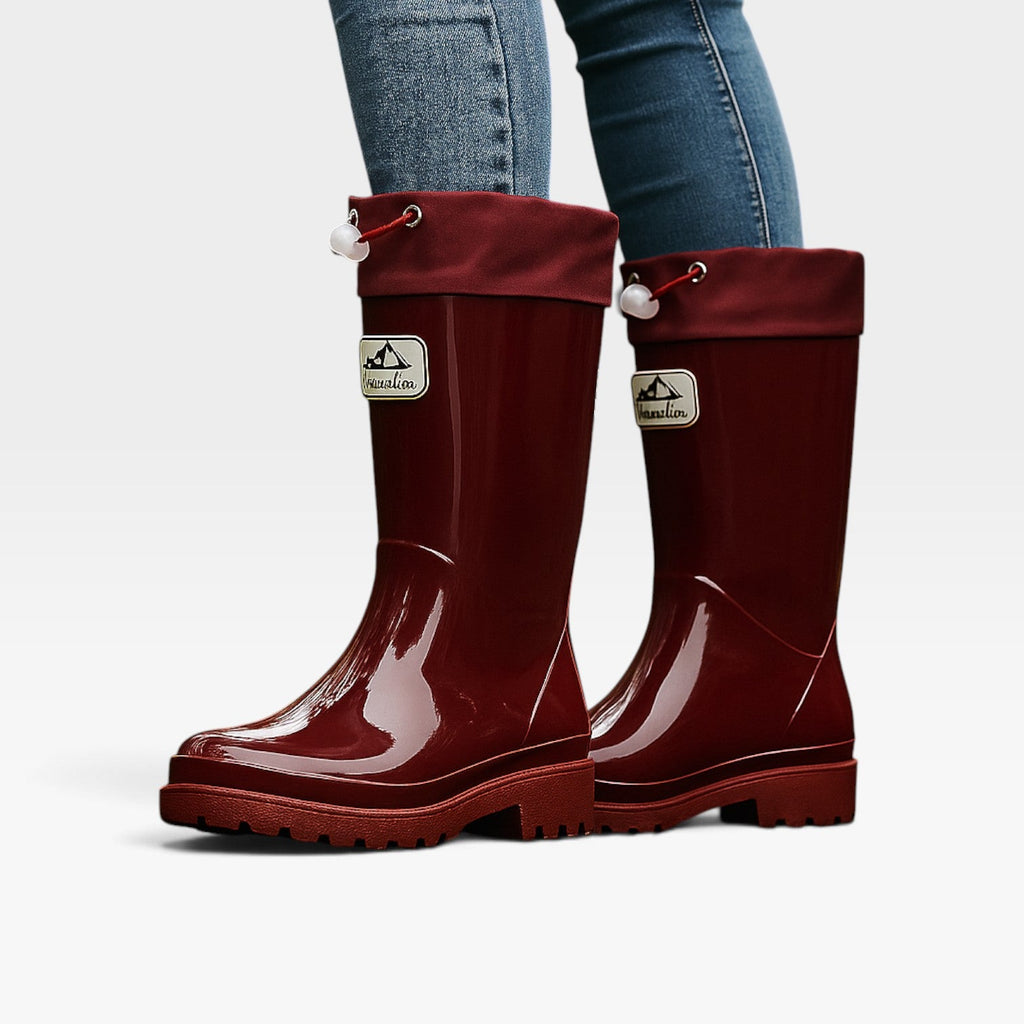 Bronwen | Women's Tall Waterproof Rain Boots - Adjustable Rubber Wellies