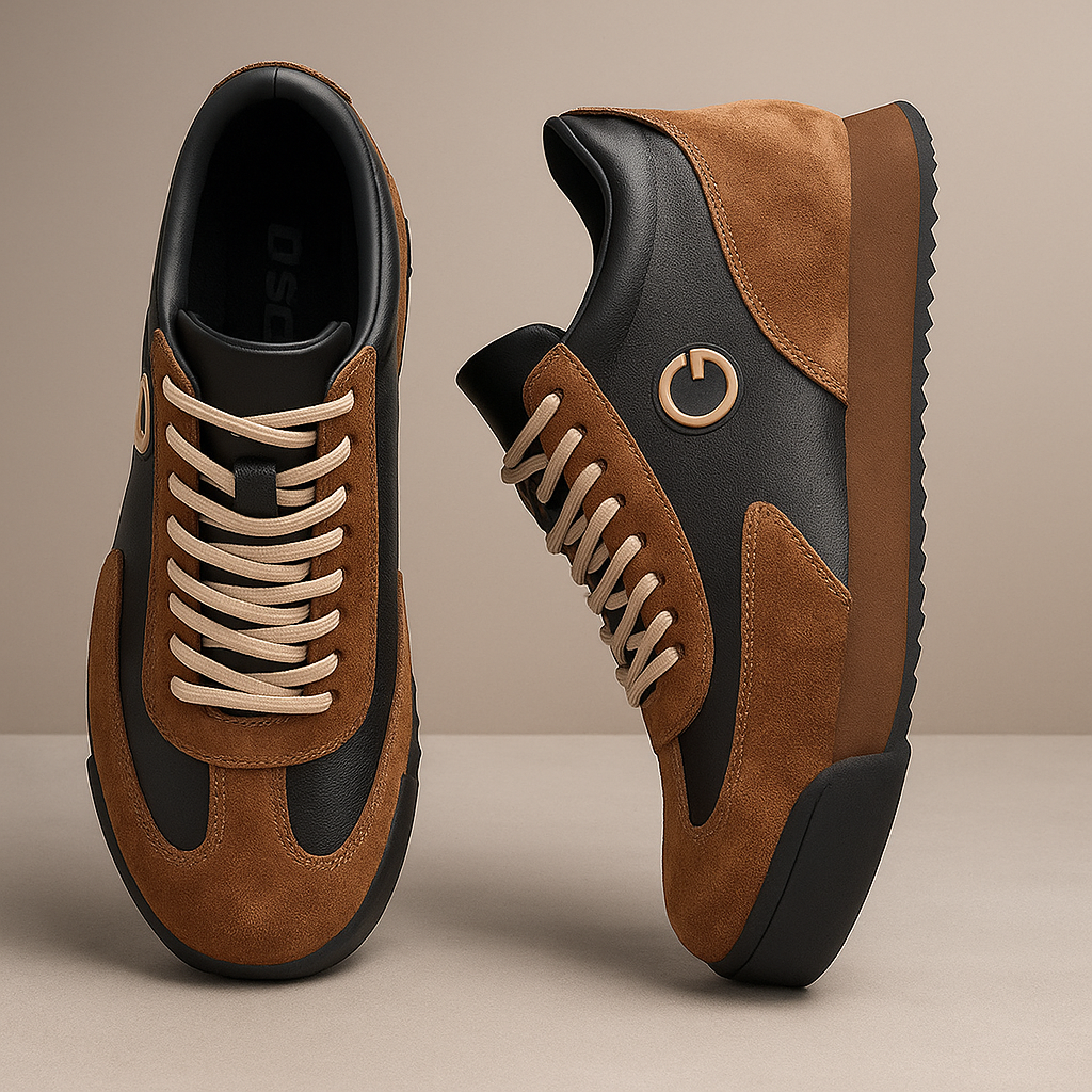 Ellery | Men's suede-look-and-faux leather Retro Trainers - Two-Tone Chunky-Sole Trainers