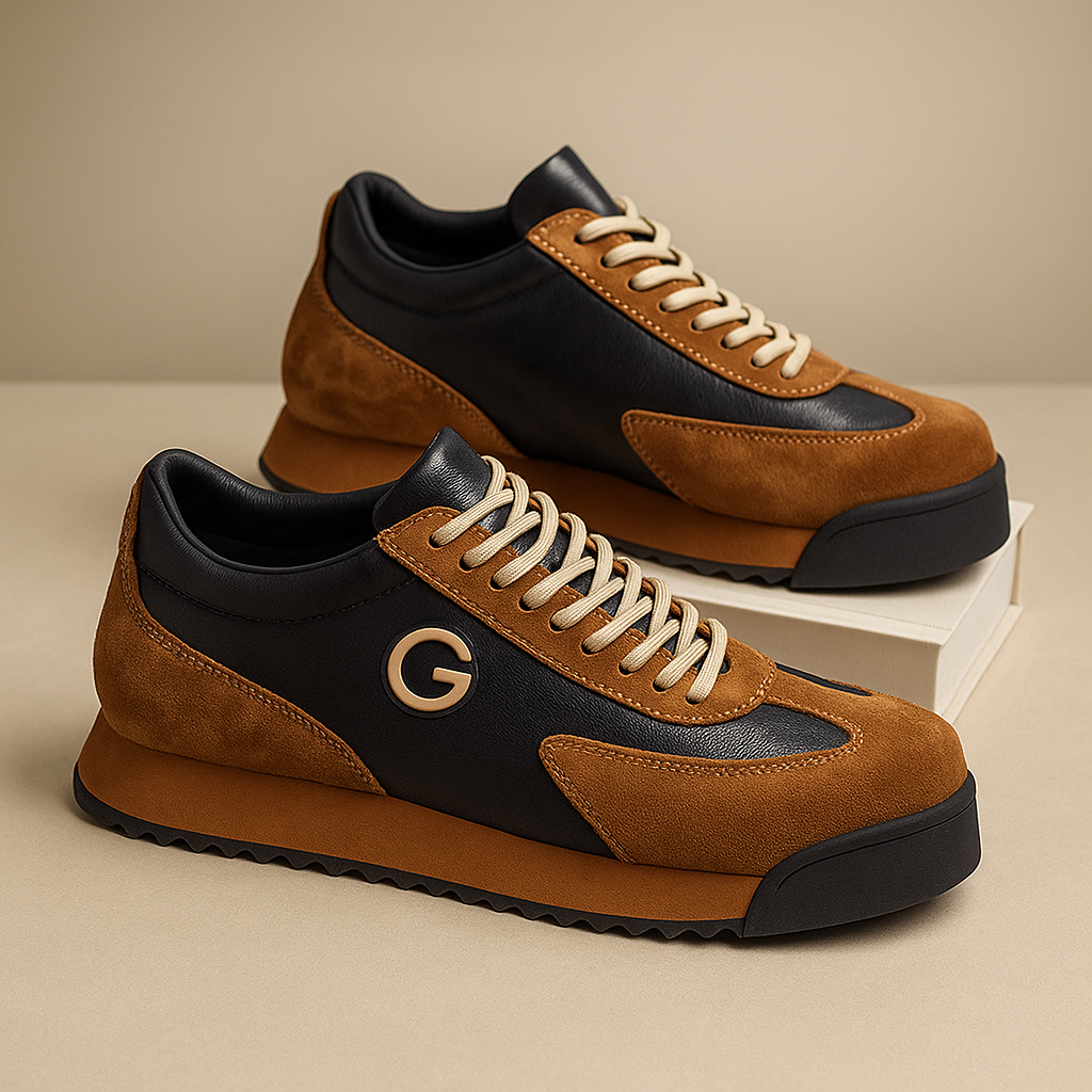 Ellery | Men's suede-look-and-faux leather Retro Trainers - Two-Tone Chunky-Sole Trainers