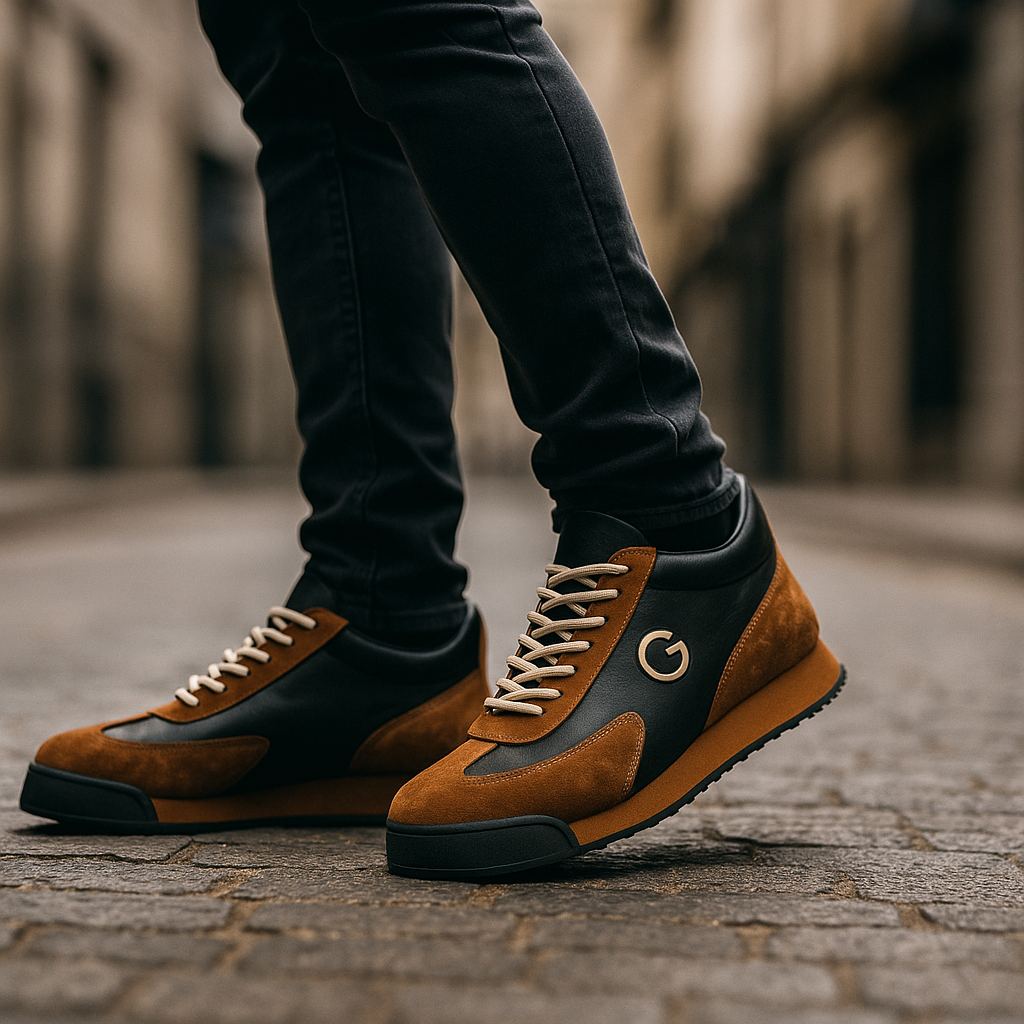 Ellery | Men's suede-look-and-faux leather Retro Trainers - Two-Tone Chunky-Sole Trainers