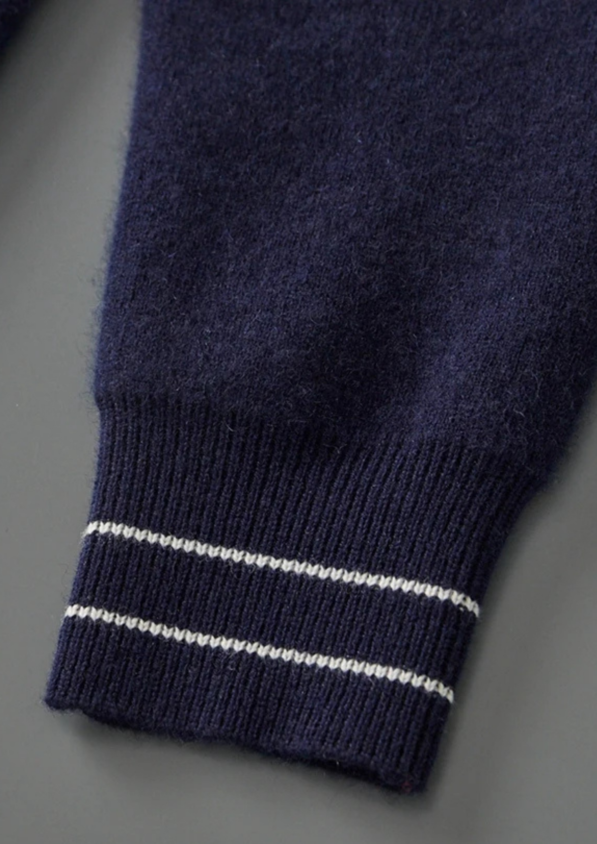 Louis | Wool-Feel Two-Tone Polo Cardigan - Ribbed Knit Casual Cardigan