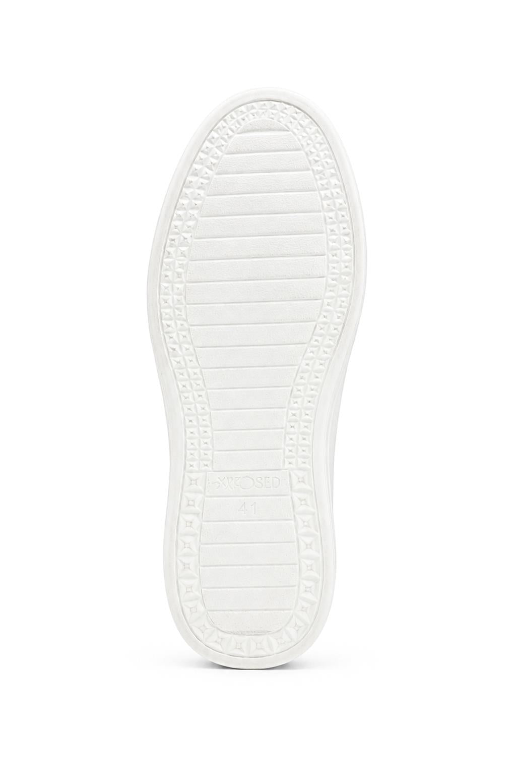 Norman | Men's White Faux Leather Slip-On Trainers - Smart Casual Sneakers