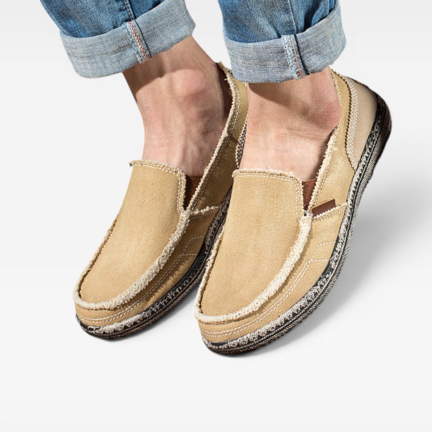 Mason | Men's Canvas Slip-On Loafers – Distressed Moccasin Shoes for Everyday Wear
