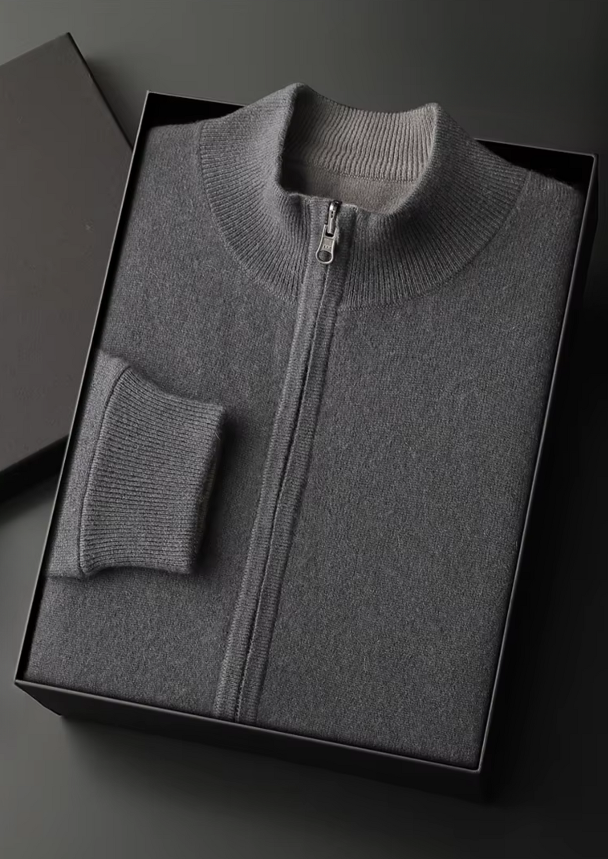 Neil | Unisex Wool-Feel Zip Cardigan - Ribbed Knit Everyday Knitwear