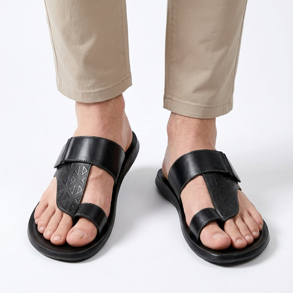 Osmund | Men's synthetic leather Toe-Loop Sandals - Structured Summer Sandals